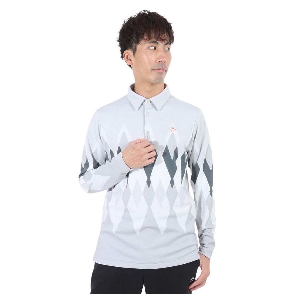 マンシングウエア（MUNSING WEAR）（メンズ）ゴルフウェア 保温 吸汗 HEATNAVIアーガイルパネルプリント長袖シャツ MGMWJB07 GY00