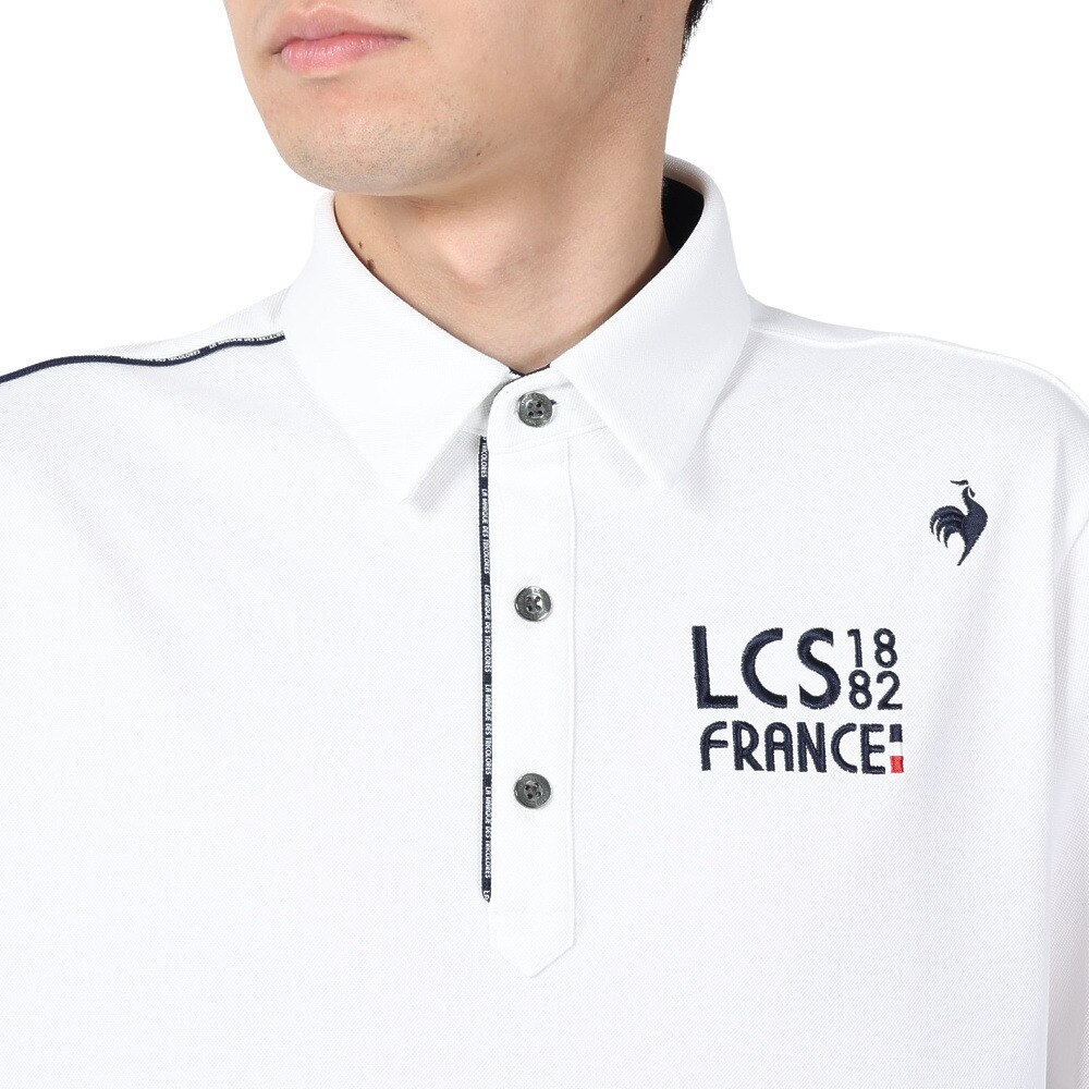 ルコックスポルティフ（lecoqsportif）（メンズ）ゴルフウェア 吸汗速乾 ストレッチフォーサー ベーシックデザイン長袖シャツ QGMXJB01 WH00