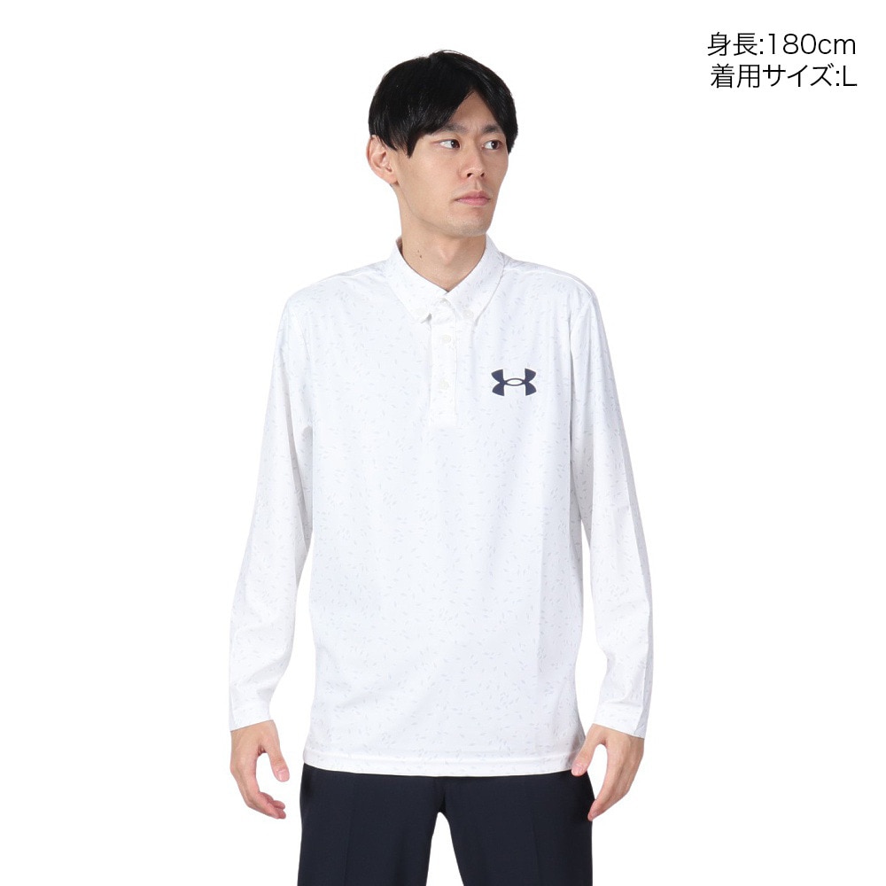 アンダーアーマー（UNDER ARMOUR）（メンズ）ゴルフウェア Mid ロゴ ロングスリーブ ポロシャツ 1388812 100