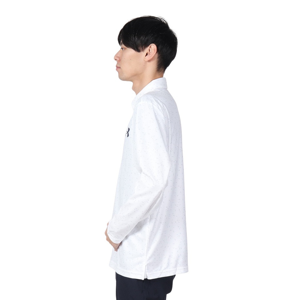 アンダーアーマー（UNDER ARMOUR）（メンズ）ゴルフウェア Mid ロゴ ロングスリーブ ポロシャツ 1388812 100