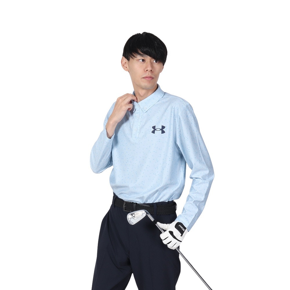 アンダーアーマー（UNDER ARMOUR）（メンズ）ゴルフウェア Mid Logo 長袖ポロシャツ 1388812 464