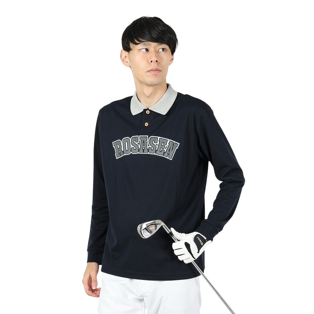 ROSASEN（メンズ）ゴルフウェア 吸水速乾 カノコストレッチ 長袖ポロシャツ 044-22812-098-24AW