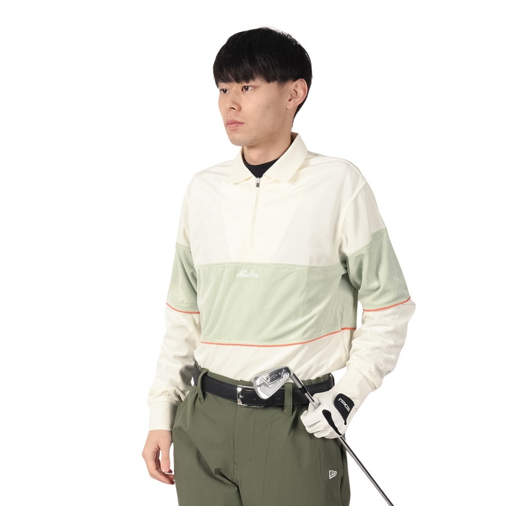 ニューエラ（NEW ERA）（メンズ、レディース）ゴルフウェア 長袖 ベロア ポロシャツ 14326400
