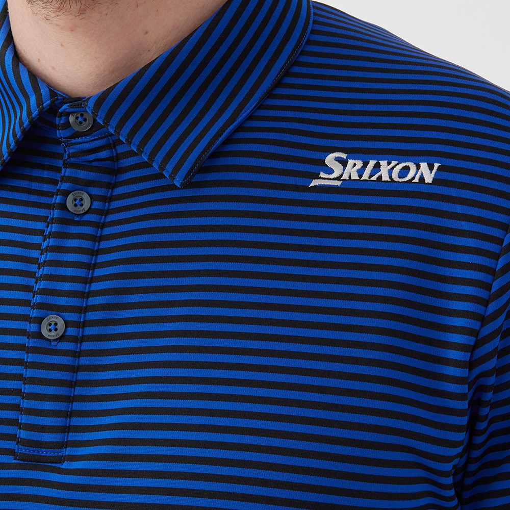 スリクソン（SRIXON）（メンズ）ゴルフウェア HEAT NAVI バイカラーボーダーロングスリーブシャツ RG4FLS07M BL00
