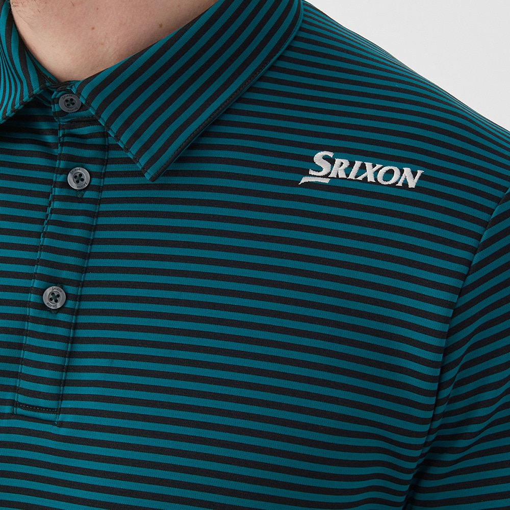 スリクソン（SRIXON）（メンズ）ゴルフウェア 裏起毛 HEAT NAVI バイカラーボーダーロングスリーブシャツ RG4FLS07M GR00