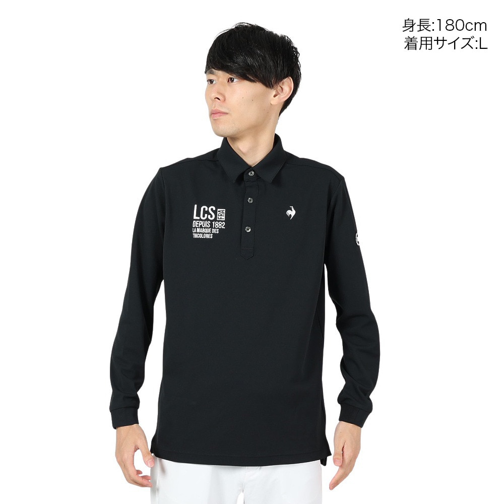 ルコックスポルティフ（lecoqsportif）（メンズ）ゴルフウェア 吸汗速乾 ベーシック 長袖シャツ QGMWJB00 BK00
