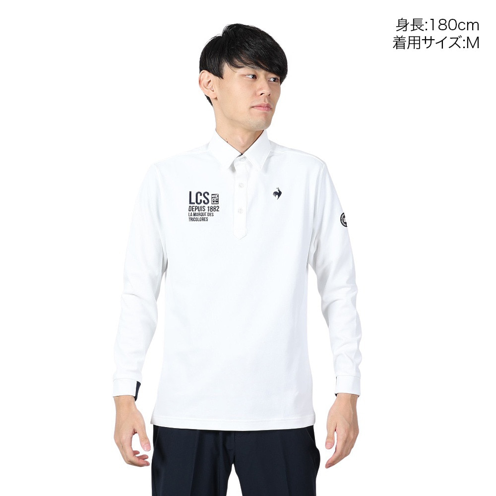 ルコックスポルティフ（lecoqsportif）（メンズ）ゴルフウェア 吸汗速乾 ベーシック 長袖シャツ QGMWJB00 WH00