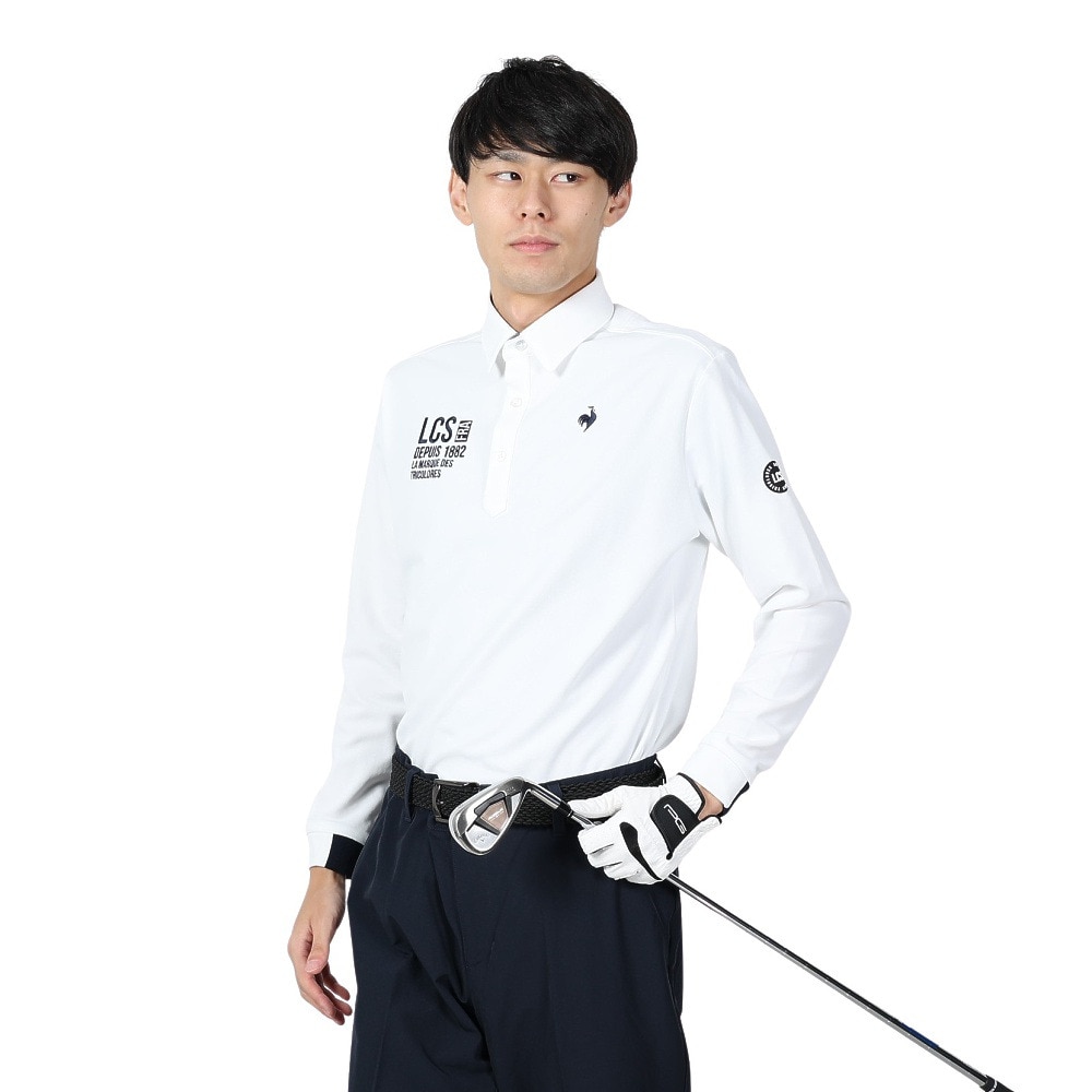 ルコックスポルティフ（lecoqsportif）（メンズ）ゴルフウェア 吸汗速乾 ベーシック 長袖シャツ QGMWJB00 WH00