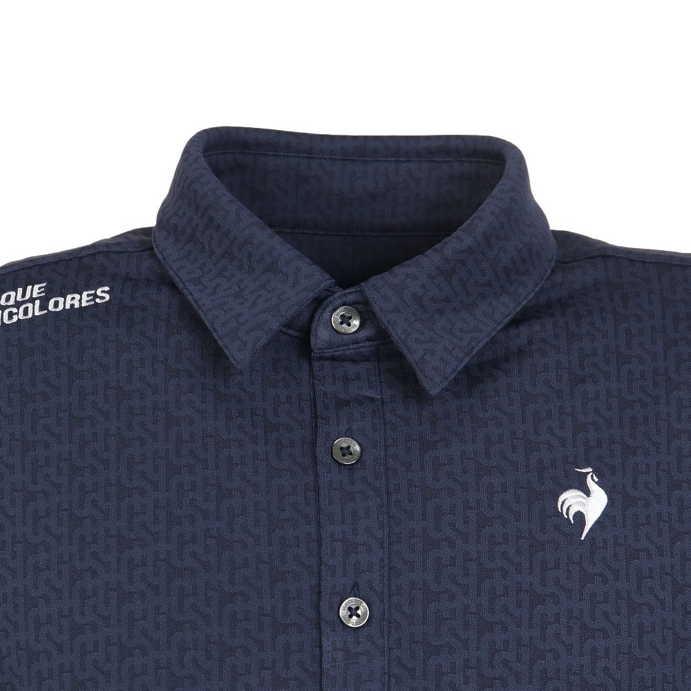 ルコックスポルティフ（lecoqsportif）（メンズ）ゴルフウェア 吸汗 速乾 地柄ジャガード長袖シャツ QGMWJB05 NV00
