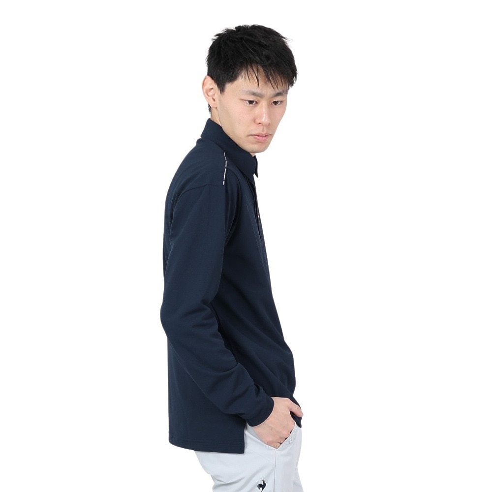 ルコックスポルティフ（lecoqsportif）（メンズ）ゴルフウェア 吸汗速乾 ストレッチフォーサー ベーシックデザイン長袖シャツ QGMXJB01 NV00