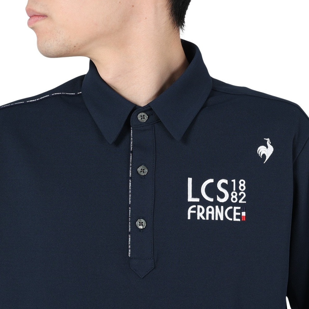 ルコックスポルティフ（lecoqsportif）（メンズ）ゴルフウェア 吸汗速乾 ストレッチフォーサー ベーシックデザイン長袖シャツ QGMXJB01 NV00