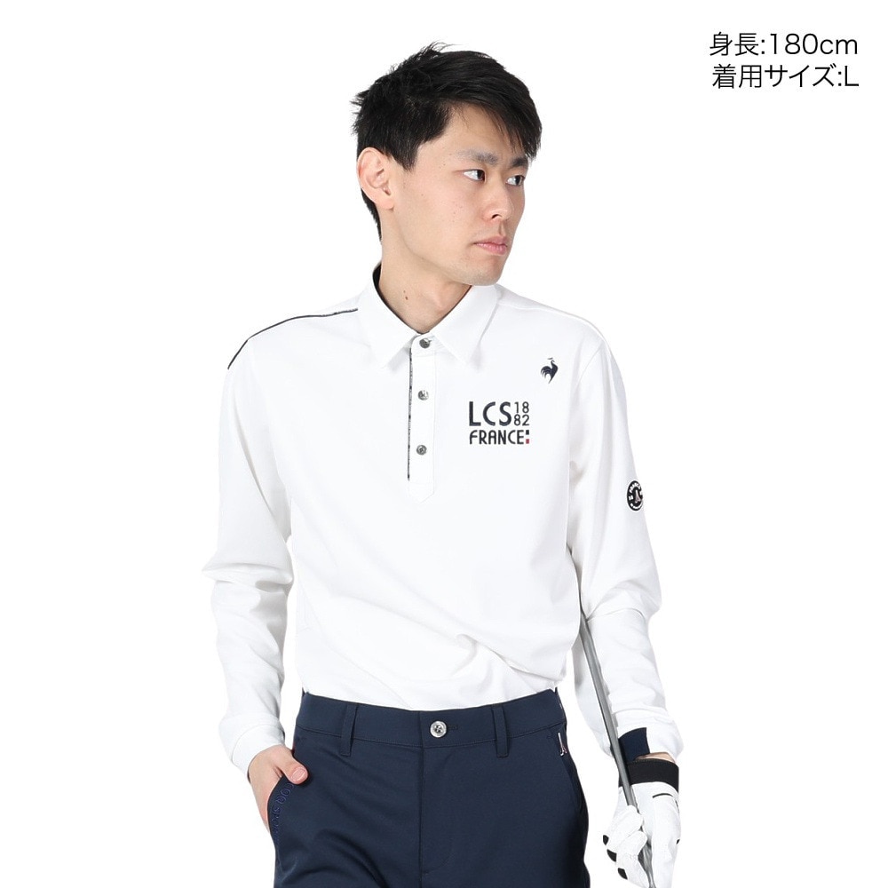 ルコックスポルティフ（lecoqsportif）（メンズ）ゴルフウェア 吸汗速乾 ストレッチフォーサー ベーシックデザイン長袖シャツ QGMXJB01 WH00