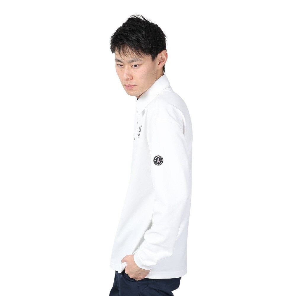 ルコックスポルティフ（lecoqsportif）（メンズ）ゴルフウェア 吸汗速乾 ストレッチフォーサー ベーシックデザイン長袖シャツ QGMXJB01 WH00