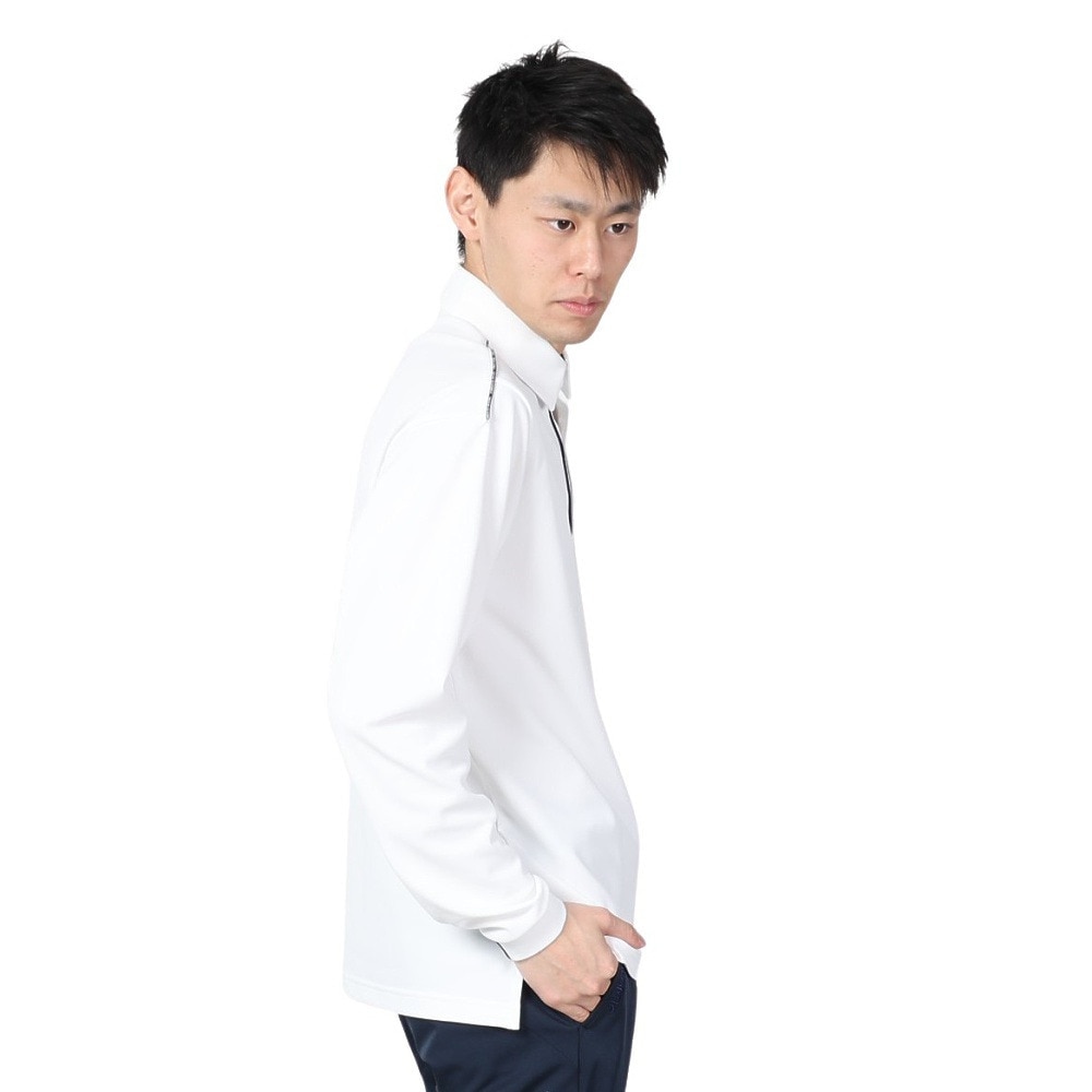 ルコックスポルティフ（lecoqsportif）（メンズ）ゴルフウェア 吸汗速乾 ストレッチフォーサー ベーシックデザイン長袖シャツ QGMXJB01 WH00