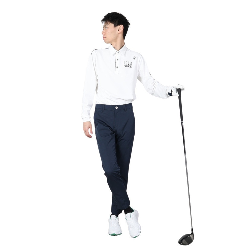 ルコックスポルティフ（lecoqsportif）（メンズ）ゴルフウェア 吸汗速乾 ストレッチフォーサー ベーシックデザイン長袖シャツ QGMXJB01 WH00