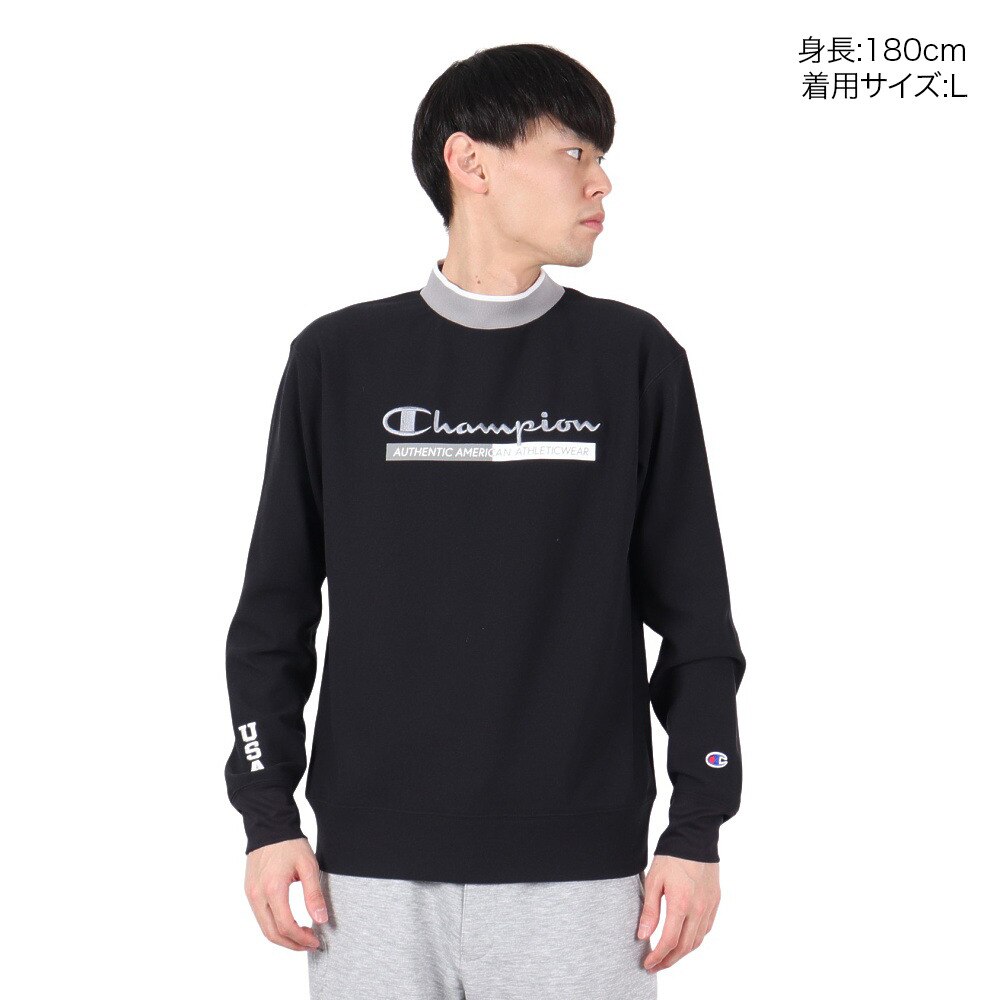 チャンピオン（CHAMPION）（メンズ）ゴルフウェア 吸汗速乾 長袖 モックネックシャツ C3-BG401 090