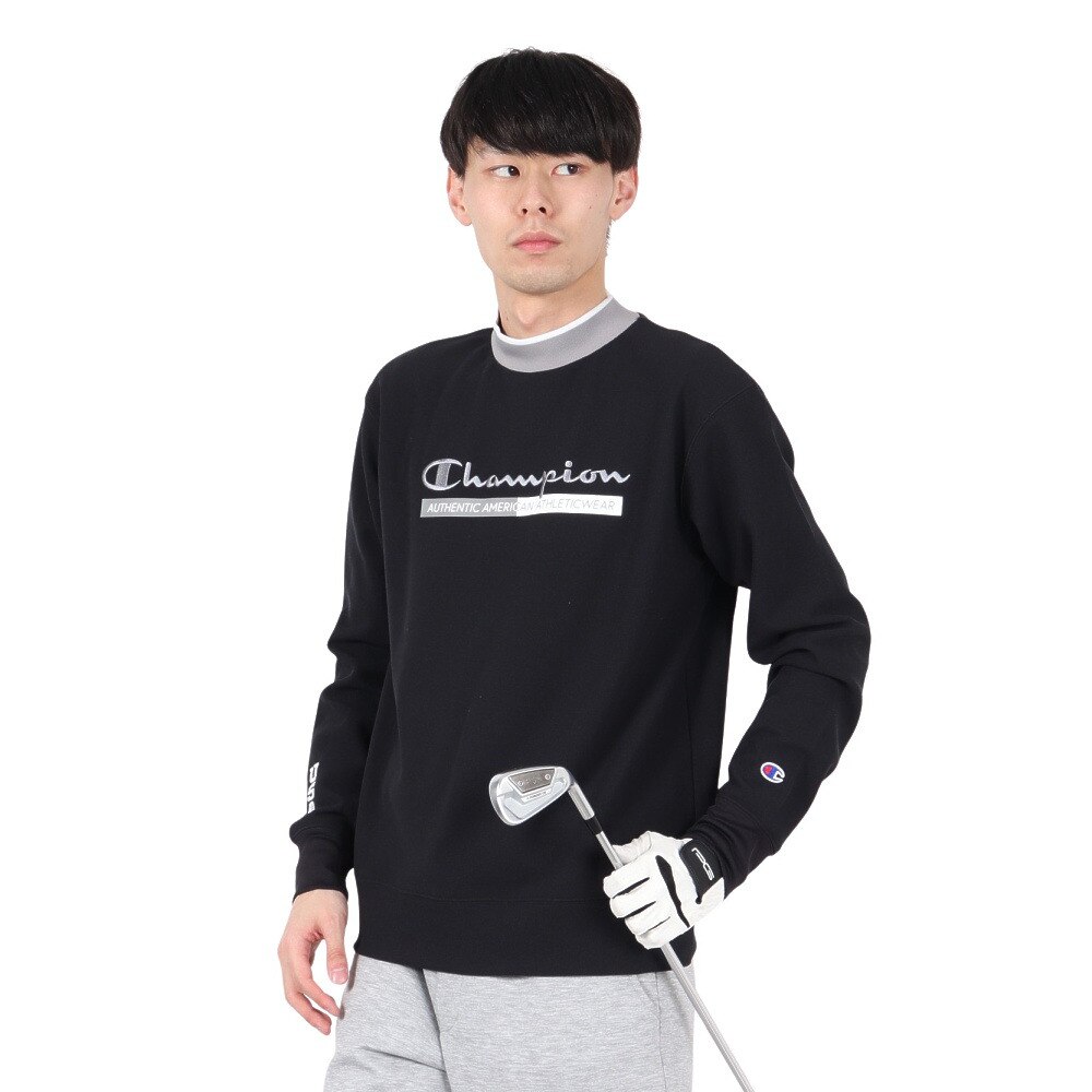 チャンピオン（CHAMPION）（メンズ）ゴルフウェア 吸汗速乾 長袖 モックネックシャツ C3-BG401 090