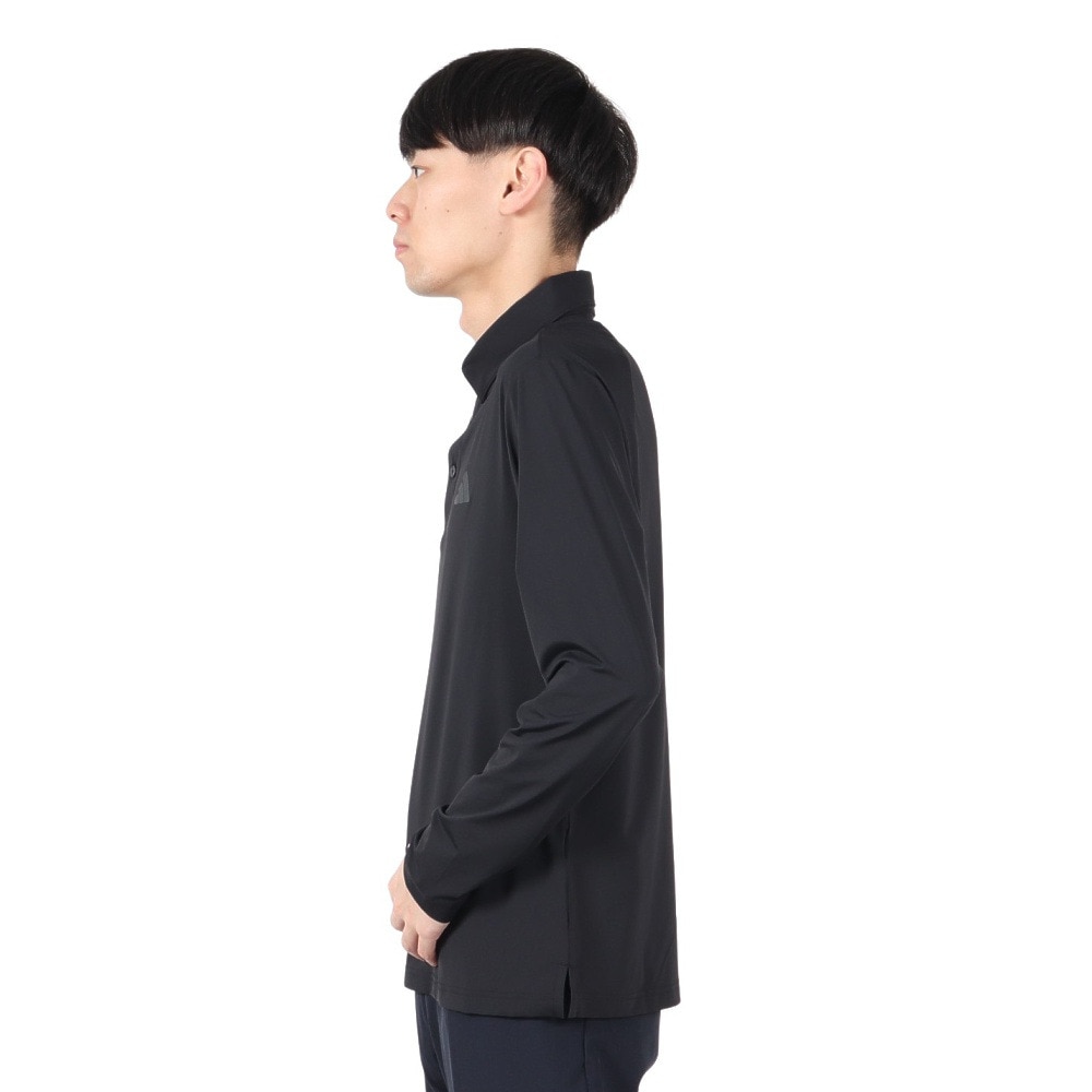 アディダス（adidas）（メンズ）ゴルフウェア スリーストライプス UVケア付き長袖ポロシャツ RO704-KB3067BLK