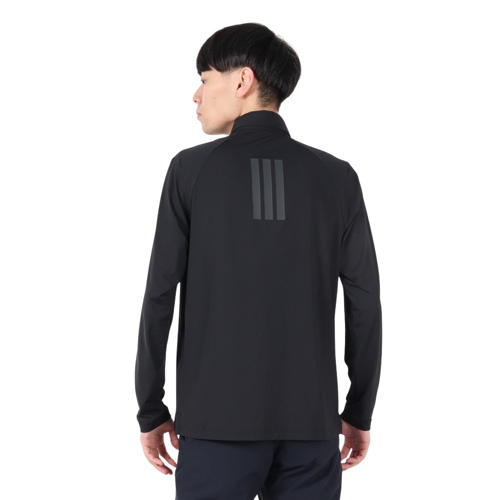 アディダス（adidas）（メンズ）ゴルフウェア スリーストライプス UVケア付き長袖ポロシャツ RO704-KB3067BLK