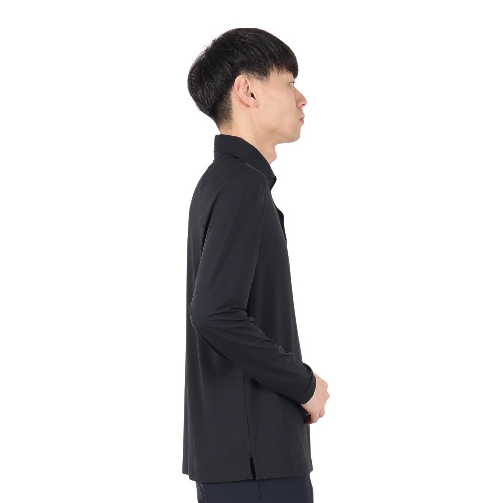 アディダス（adidas）（メンズ）ゴルフウェア スリーストライプス UVケア付き長袖ポロシャツ RO704-KB3067BLK