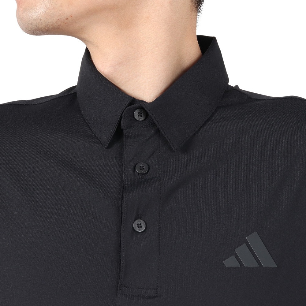 アディダス（adidas）（メンズ）ゴルフウェア スリーストライプス UVケア付き長袖ポロシャツ RO704-KB3067BLK