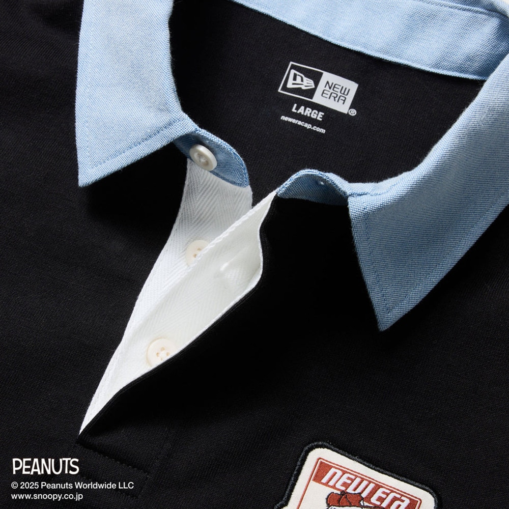 ニューエラ（NEW ERA）（メンズ、レディース）ゴルフウェア ラグビーシャツ PEANUTS ピーナッツ ワッペン ブラック 14344458