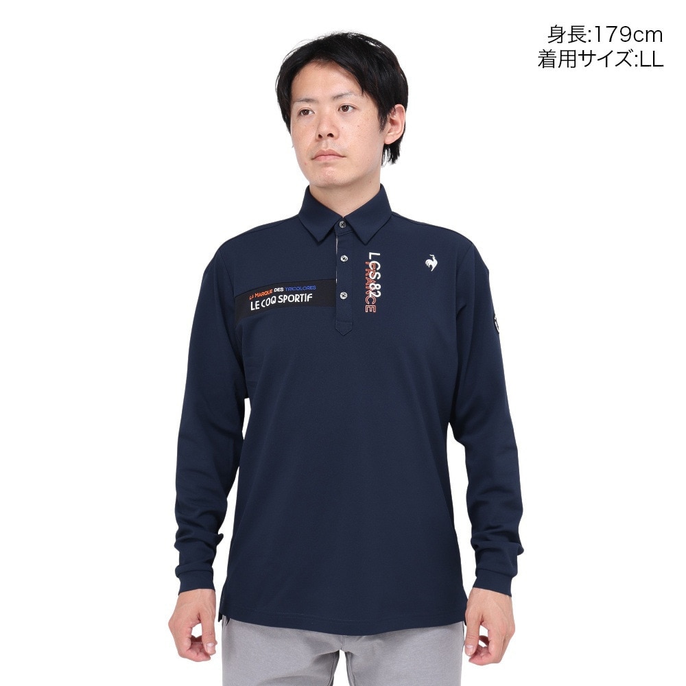 ルコックスポルティフ（lecoqsportif）（メンズ）ゴルフウェア 吸汗速乾 ストレッチフォーサー ベーシックデザイン 長袖シャツ LG4FLS00M NV00