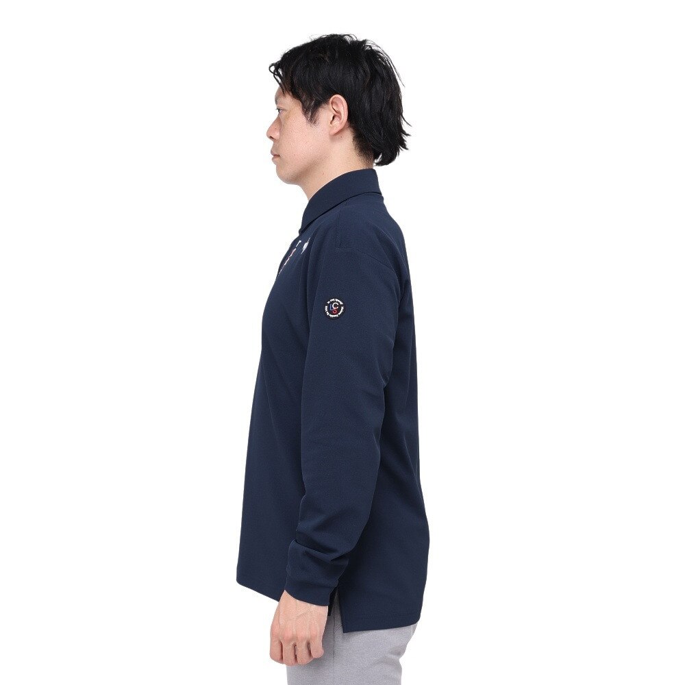 ルコックスポルティフ（lecoqsportif）（メンズ）ゴルフウェア 吸汗速乾 ストレッチフォーサー ベーシックデザイン 長袖シャツ LG4FLS00M NV00