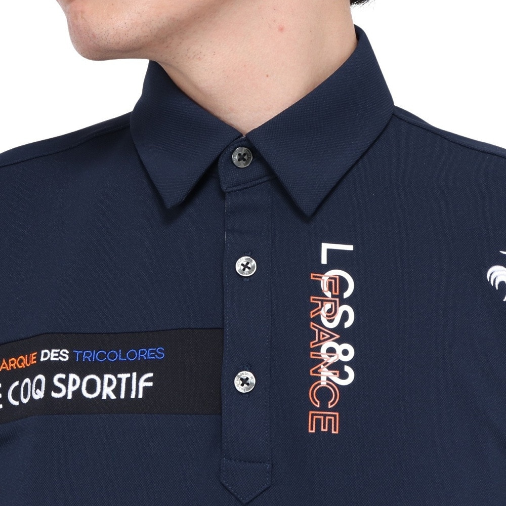 ルコックスポルティフ（lecoqsportif）（メンズ）ゴルフウェア 吸汗速乾 ストレッチフォーサー ベーシックデザイン 長袖シャツ LG4FLS00M NV00
