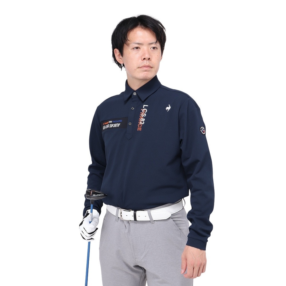 ルコックスポルティフ（lecoqsportif）（メンズ）ゴルフウェア 吸汗速乾 ストレッチフォーサー ベーシックデザイン 長袖シャツ LG4FLS00M NV00