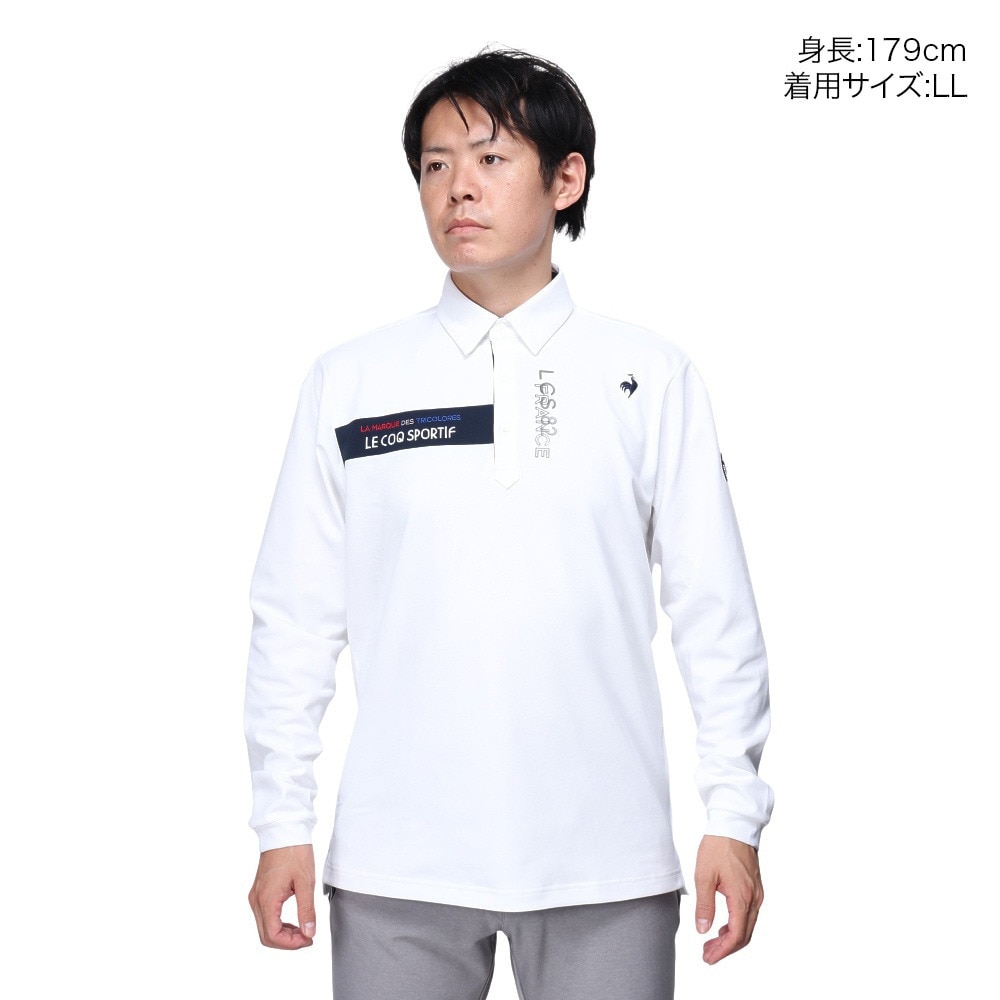 ルコックスポルティフ（lecoqsportif）（メンズ）ゴルフウェア 吸汗速乾 ストレッチフォーサー ベーシックデザイン 長袖シャツ LG4FLS00M WH00