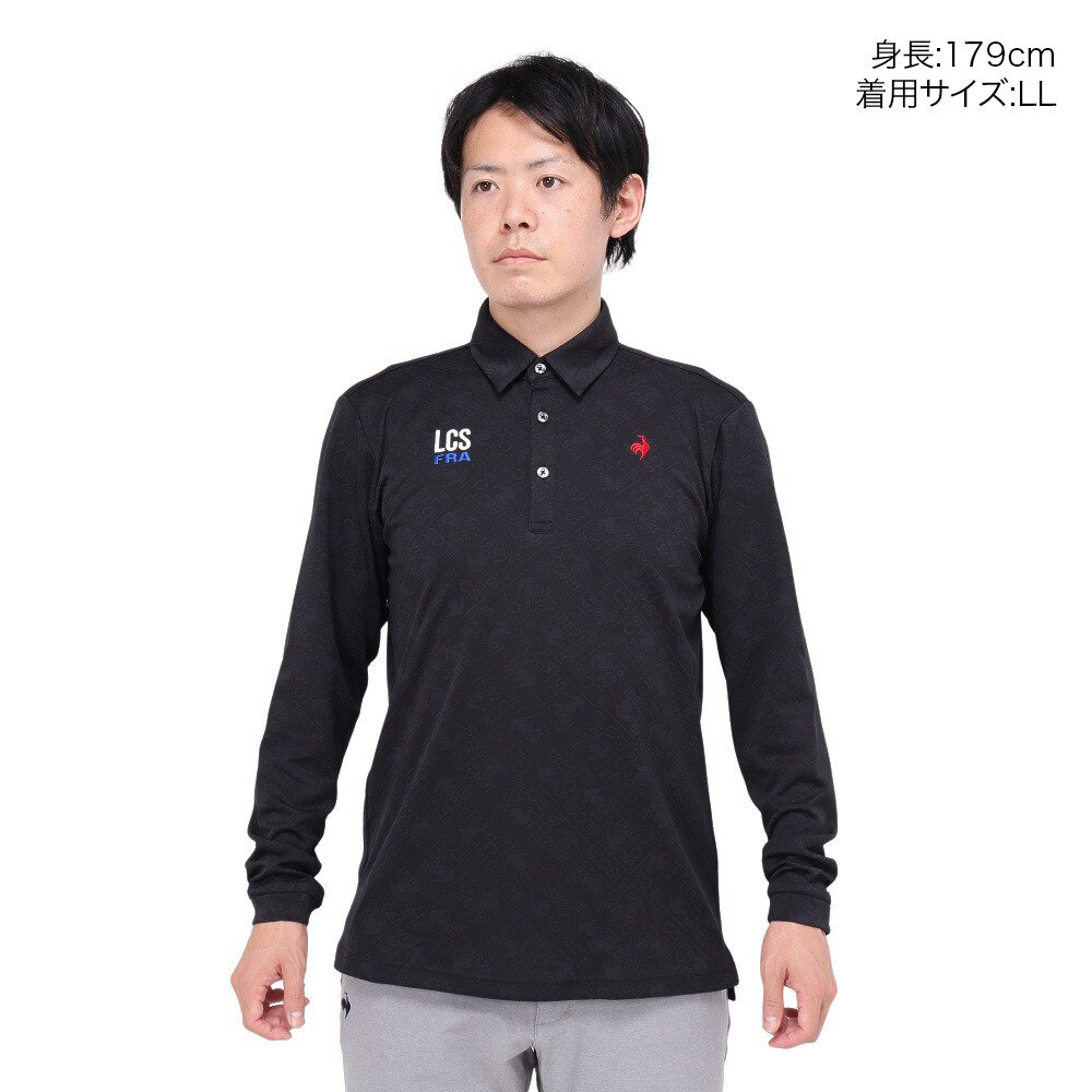 ルコックスポルティフ（lecoqsportif）（メンズ）ゴルフウェア 吸汗速乾 ストレッチフォーサー ジャガード 長袖シャツ LG4FLS03M BK00