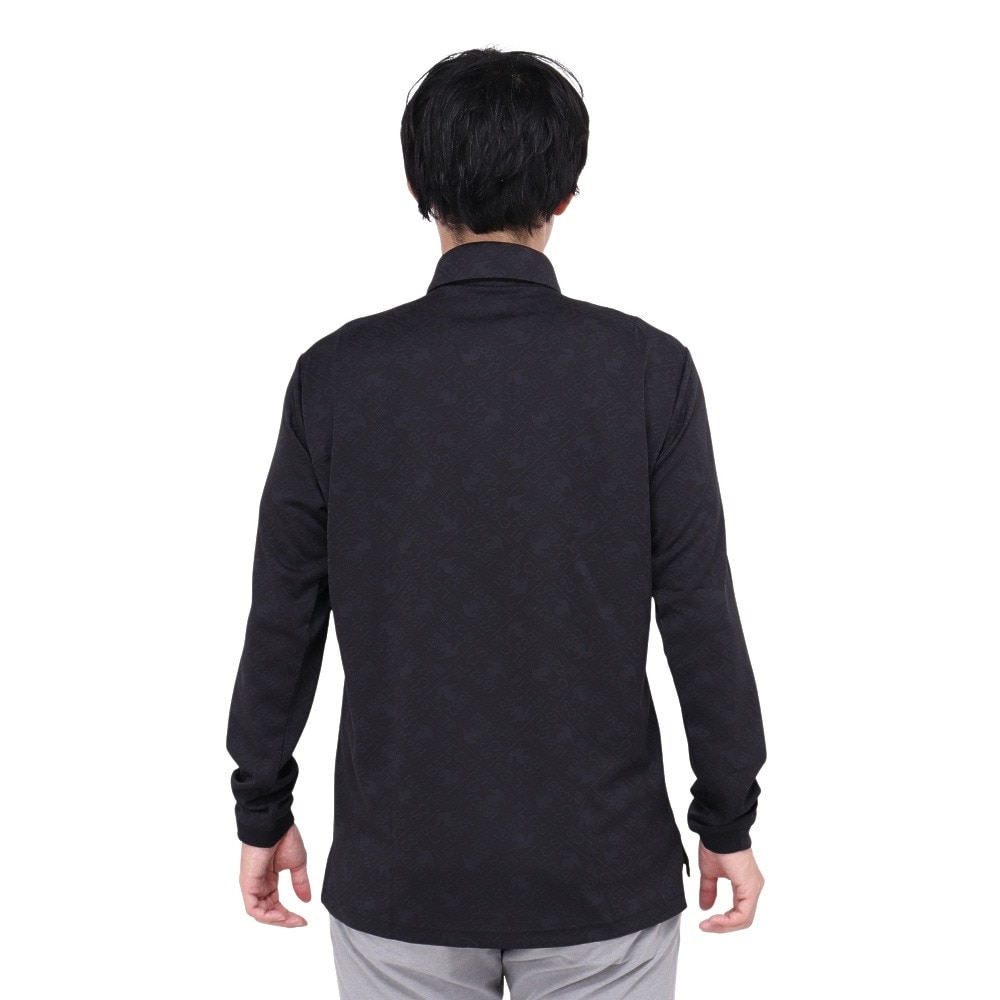 ルコックスポルティフ（lecoqsportif）（メンズ）ゴルフウェア 吸汗速乾 ストレッチフォーサー ジャガード 長袖シャツ LG4FLS03M BK00