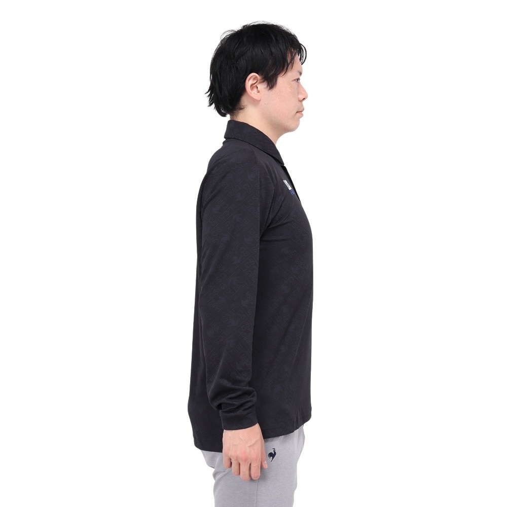 ルコックスポルティフ（lecoqsportif）（メンズ）ゴルフウェア 吸汗速乾 ストレッチフォーサー ジャガード 長袖シャツ LG4FLS03M BK00