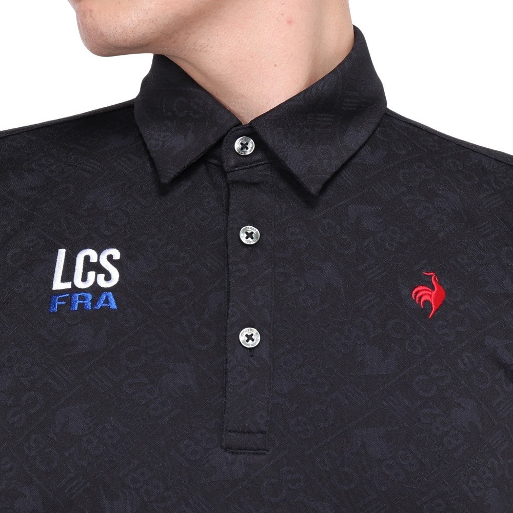 ルコックスポルティフ（lecoqsportif）（メンズ）ゴルフウェア 吸汗速乾 ストレッチフォーサー ジャガード 長袖シャツ LG4FLS03M BK00