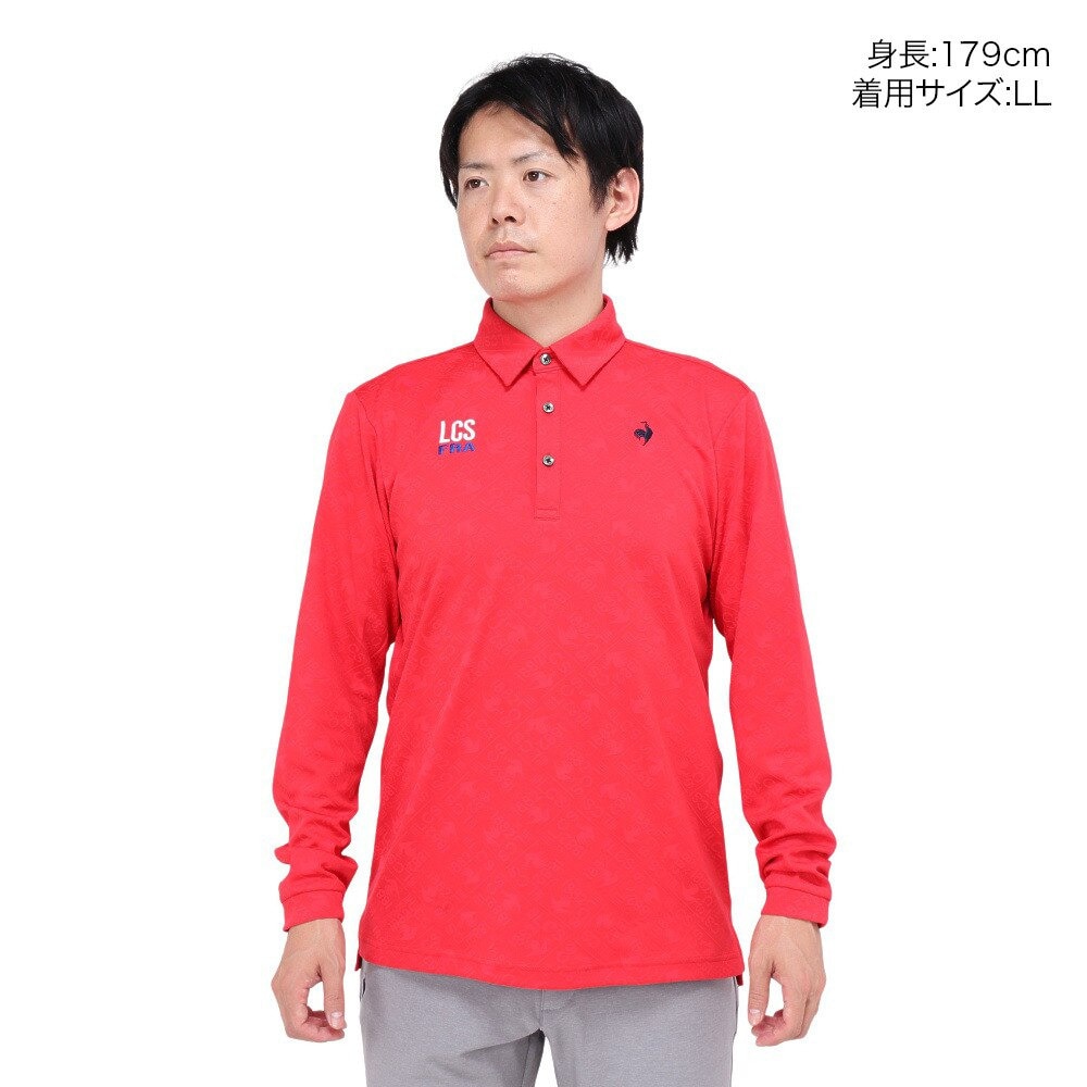 ルコックスポルティフ（lecoqsportif）（メンズ）ゴルフウェア 吸汗速乾 ストレッチフォーサー ジャガード 長袖シャツ LG4FLS03M RD00