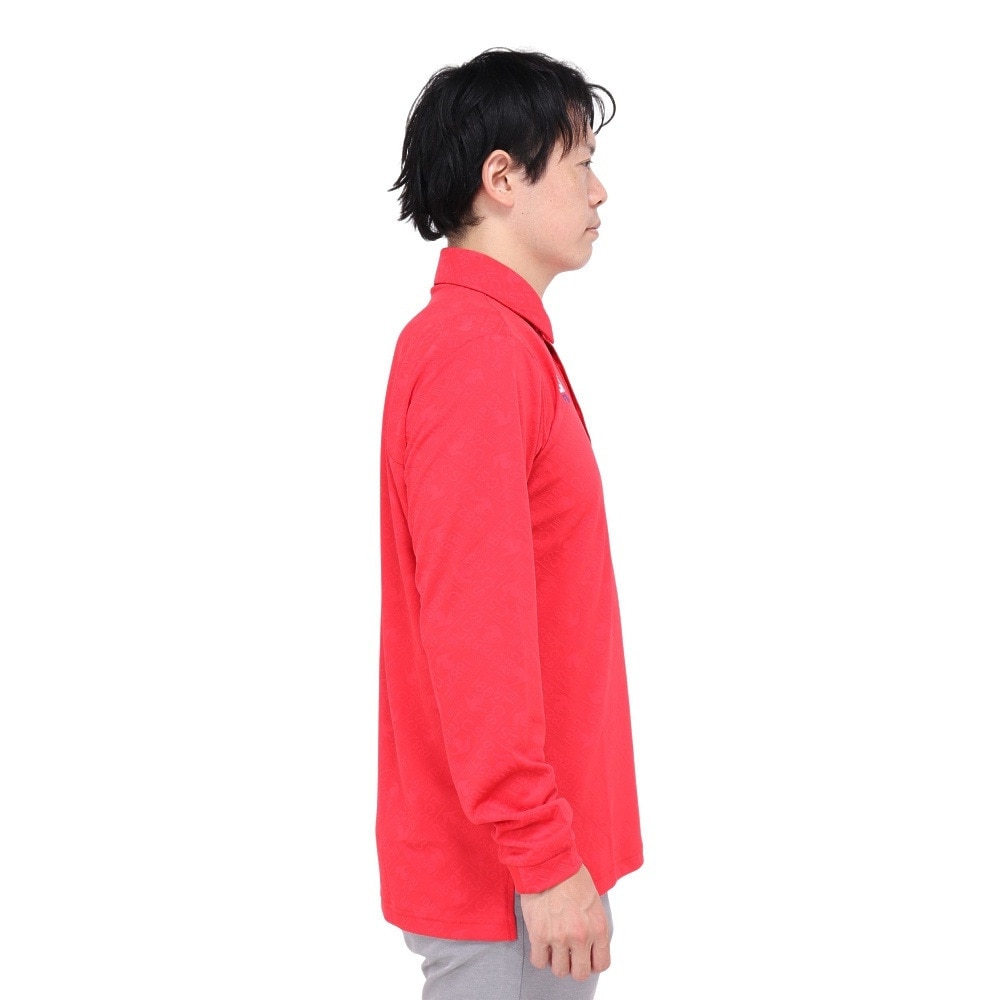 ルコックスポルティフ（lecoqsportif）（メンズ）ゴルフウェア 吸汗速乾 ストレッチフォーサー ジャガード 長袖シャツ LG4FLS03M RD00