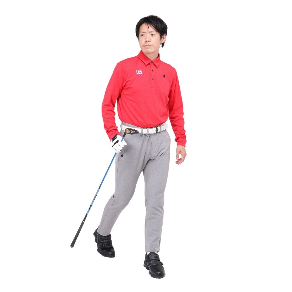 ルコックスポルティフ（lecoqsportif）（メンズ）ゴルフウェア 吸汗速乾 ストレッチフォーサー ジャガード 長袖シャツ LG4FLS03M RD00
