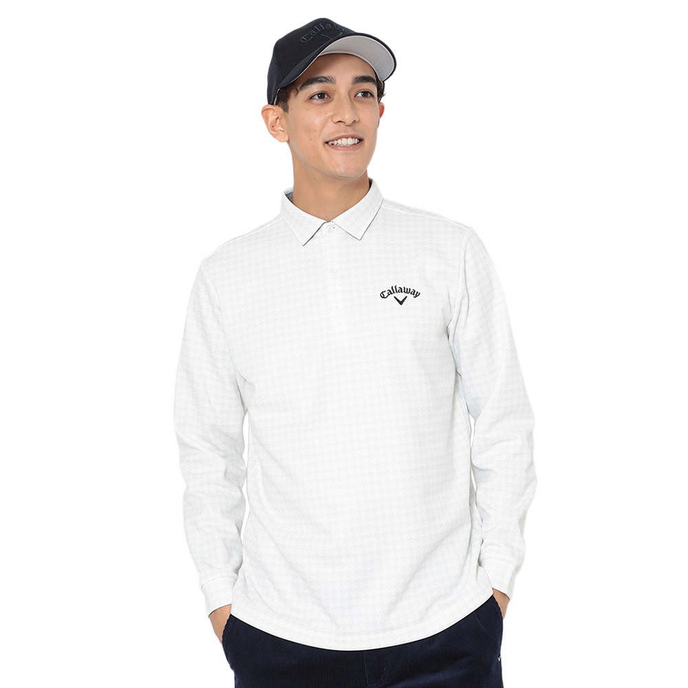 ゴルフウェアメンズ ホース千鳥プリントカノコ長袖シャツ Callaway ゴルフウェアメンズ ホース千鳥プリントカノコ長袖シャツCallaway