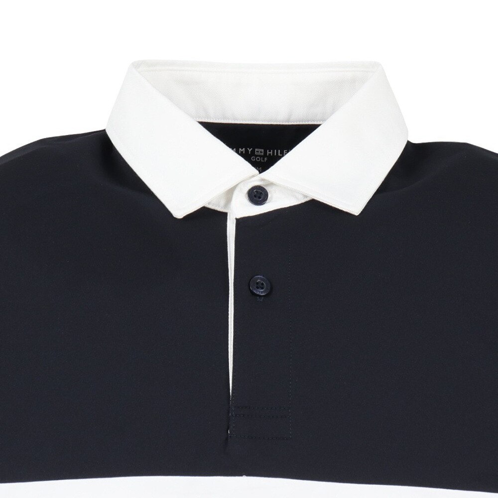 トミー ヒルフィガー ゴルフ（TOMMY HILFIGER GOLF）（メンズ）ゴルフウェア 防風 吸水速乾 カラーブロック 長袖 ラガーシャツ THMA553-BLU
