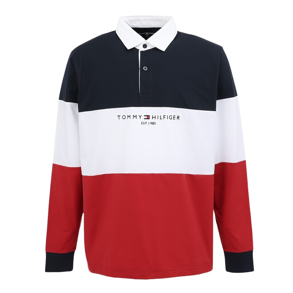 トミー ヒルフィガー ゴルフ（TOMMY HILFIGER GOLF）（メンズ）ゴルフウェア カラーブロックラガーシャツ THMA553-RED