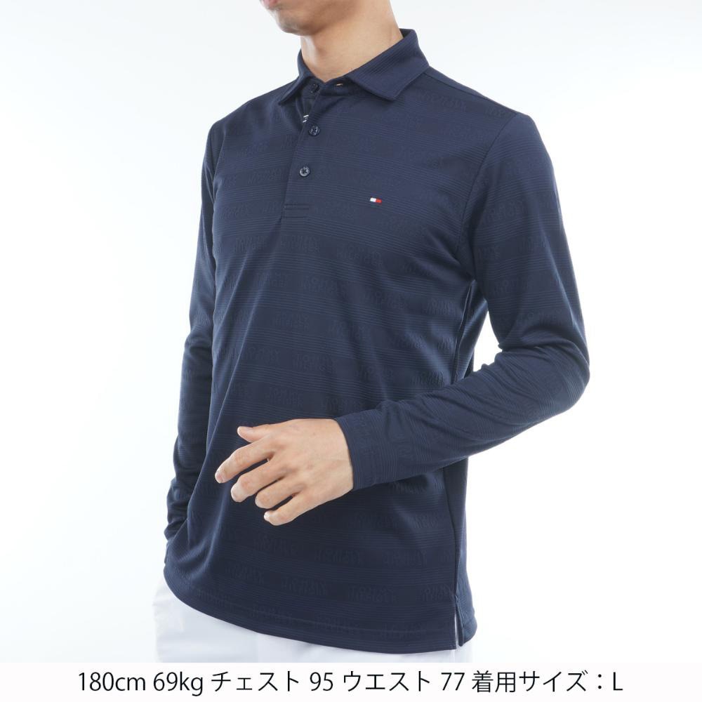 トミーヒルフィガー（TOMMY HILFIGER）（メンズ）ゴルフウェア ロゴジャガード 長袖台衿付きシャツ THMA568-NVY
