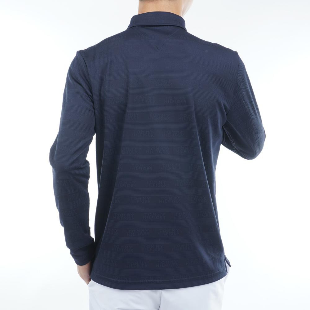 トミーヒルフィガー（TOMMY HILFIGER）（メンズ）ゴルフウェア ロゴジャガード 長袖台衿付きシャツ THMA568-NVY