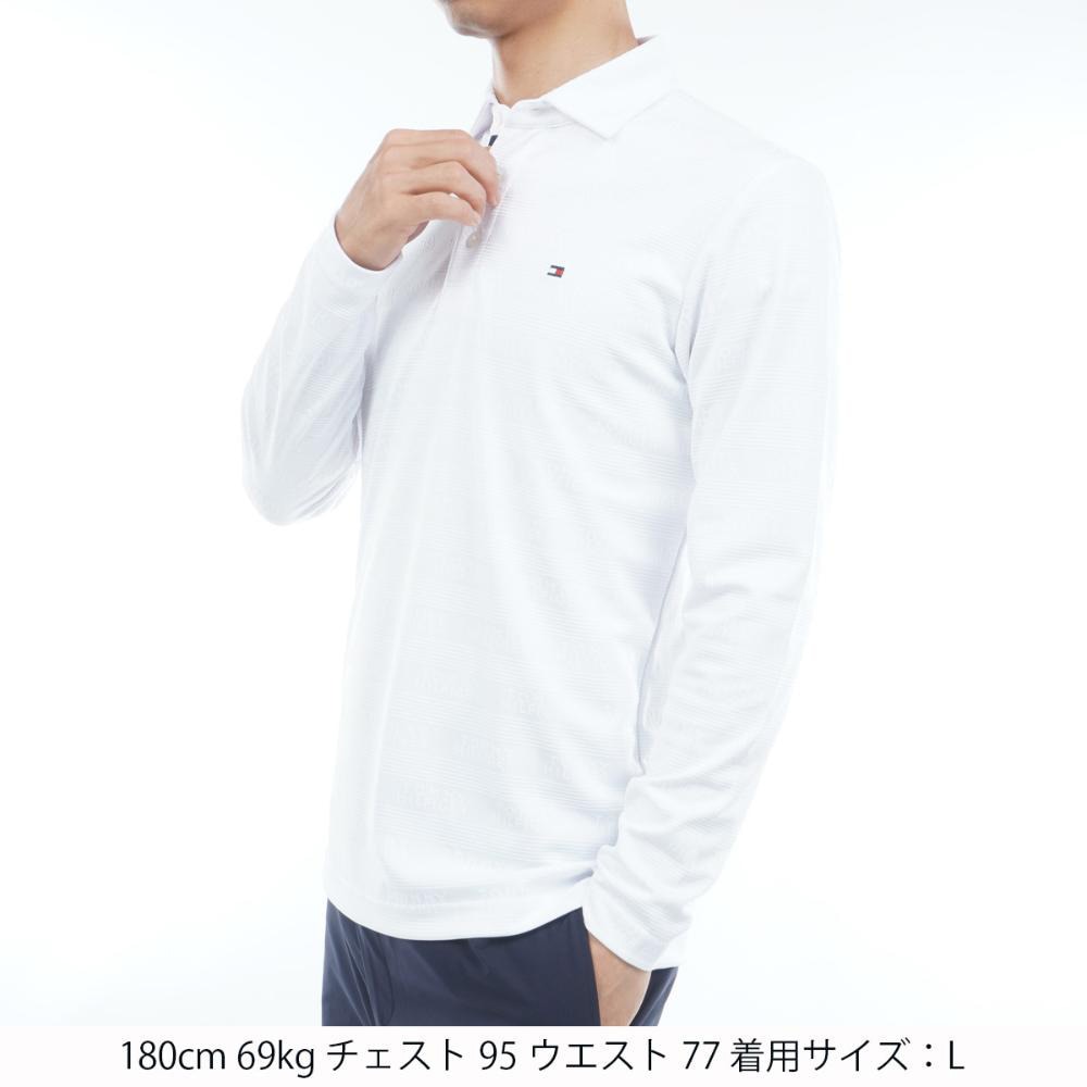 トミーヒルフィガー（TOMMY HILFIGER）（メンズ）ゴルフウェア ロゴジャガード 長袖台衿付きシャツ THMA568-WHT