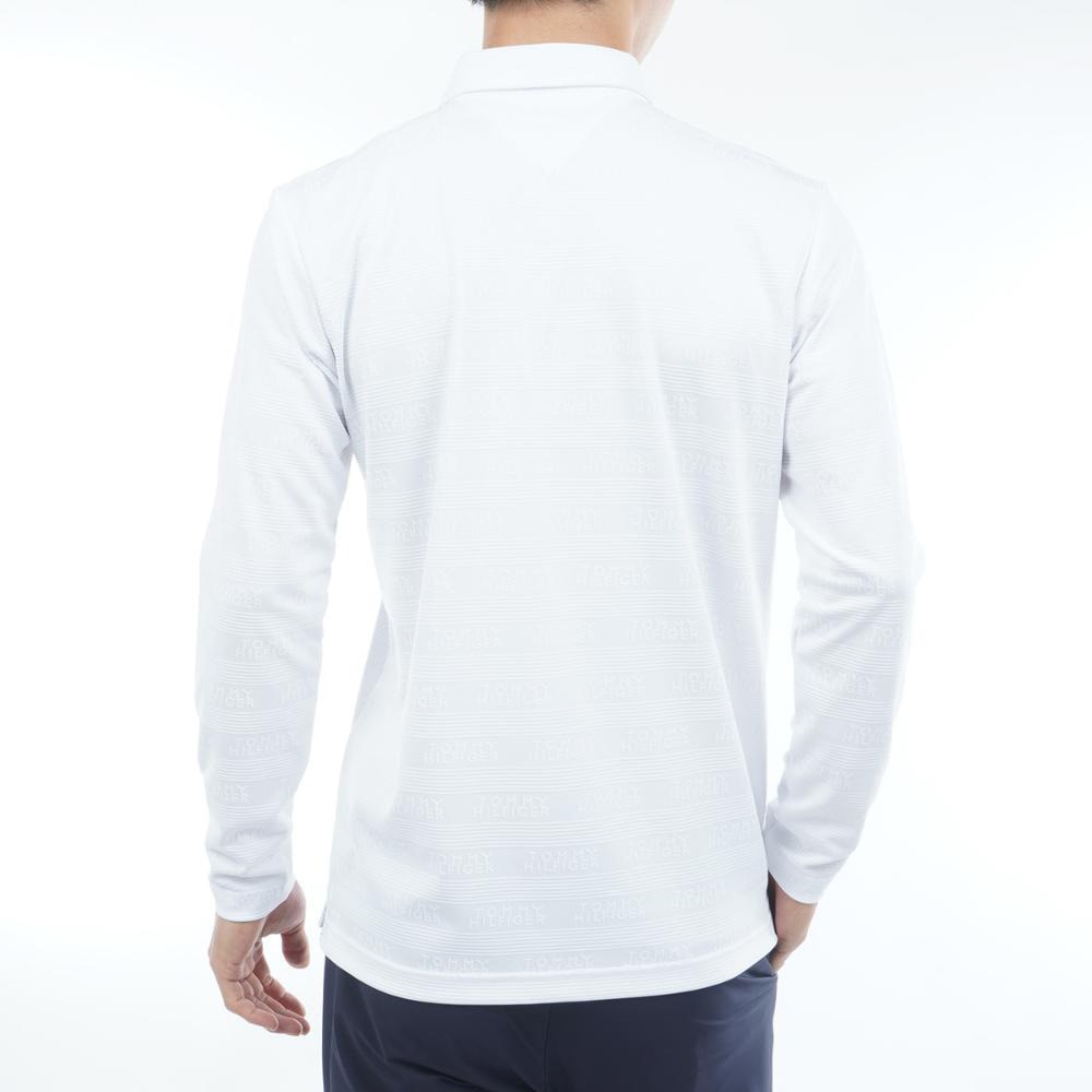 トミーヒルフィガー（TOMMY HILFIGER）（メンズ）ゴルフウェア ロゴジャガード 長袖台衿付きシャツ THMA568-WHT