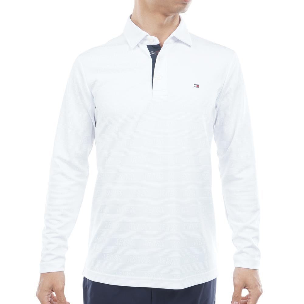 トミーヒルフィガー（TOMMY HILFIGER）（メンズ）ゴルフウェア ロゴジャガード 長袖台衿付きシャツ THMA568-WHT