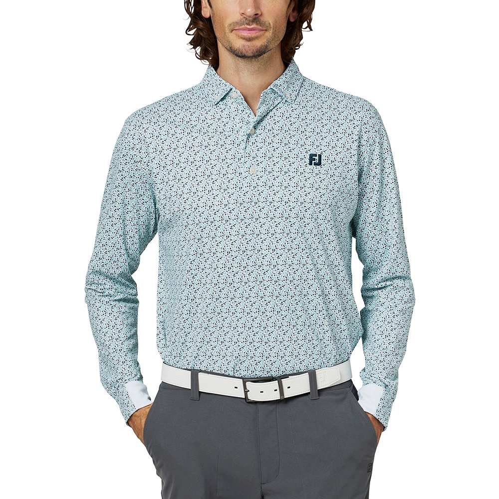 フットジョイ(FOOT JOY)ゴルフウェア ブロックゲームプリント 長袖 ボタンダウンシャツ FJ-F25-S12 3853… フットジョイ（FOOT JOY）（メンズ）ゴルフウェア ブロックゲーム