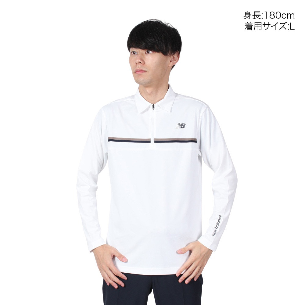 ニューバランス（new balance）（メンズ）ゴルフウェア ストレッチ UV 長袖 ハーフジップ カラーシャツ 012-4269005-030