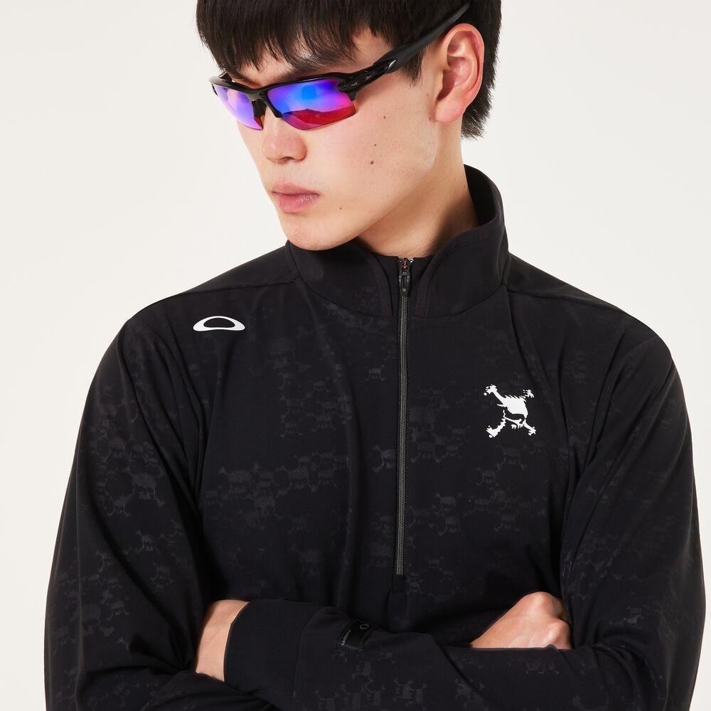 オークリー（OAKLEY）（メンズ）ゴルフウェア 吸汗速乾 SKULL EMBOSSED 起毛 長袖モックシャツ FOA408241-02E