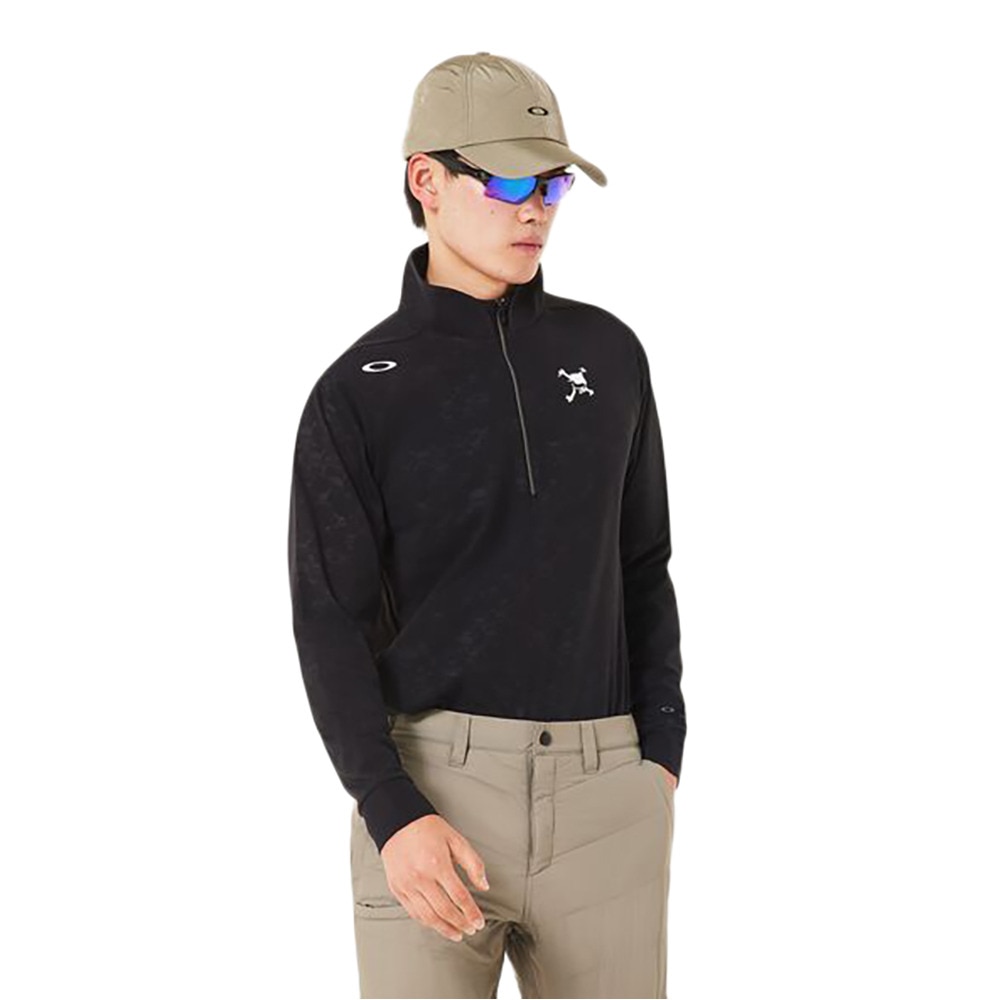 オークリー（OAKLEY）（メンズ）ゴルフウェア 吸汗速乾 SKULL EMBOSSED 起毛 長袖モックシャツ FOA408241-02E